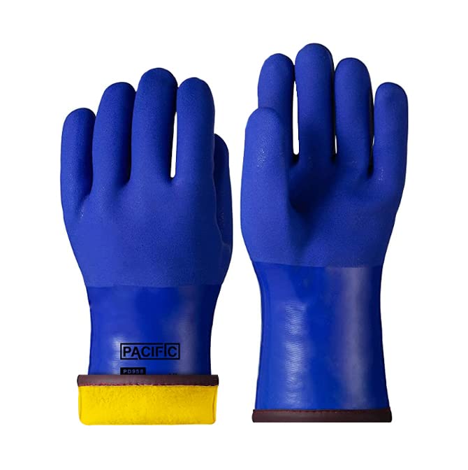 PACIFIC PPE قفازات الفريزر المعزولة حراريًا من PACIFIC PPE PVC للرجال والنساء في فصل الشتاء، قفازات كيميائية معزولة مقاومة للمواد الكيميائية والنفط، مقاس X-Large - Image 1